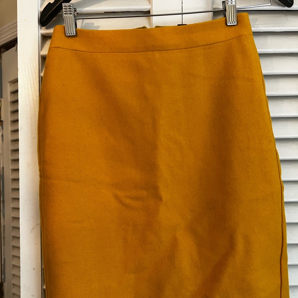 J. Crew wool pencil skirt No.2 in mustard.